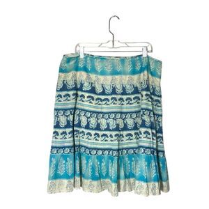 Vintage Chaps Boho Coastal Cowgrl Blue Cotton Skirt Women's Size 16